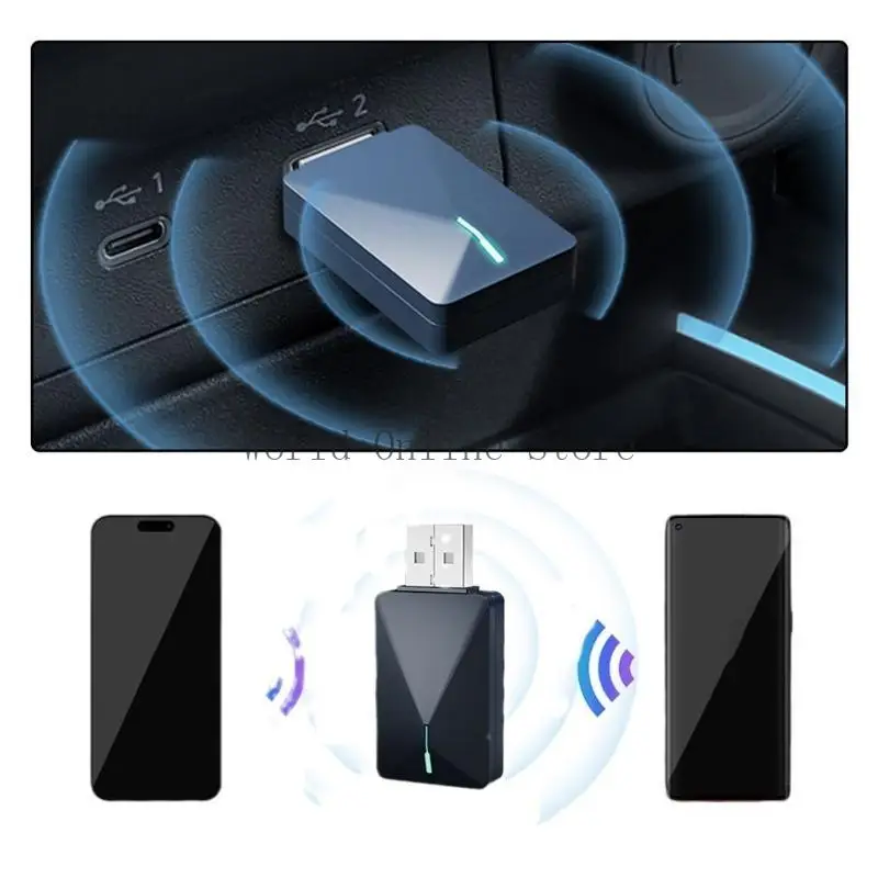무선 차량용 어댑터 자동 어댑터 USB 동글 플러그 플레이 WiFi 빠른 연결 87HC