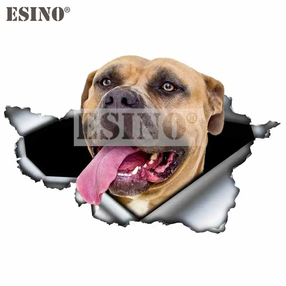 

Car Styling Cool 3D Metal Torn Metal Happy Pit Bull Terrier Pitbull Dog PVC Car Body Sticker Waterproof Decorative Vinyl Decal