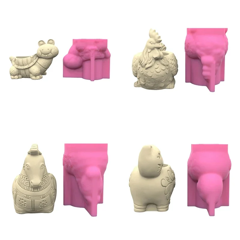 

Мультяшная силиконовая форма для цветочного горшка, бетонные формы, силиконовая форма для вазы в форме животного, идеально для и