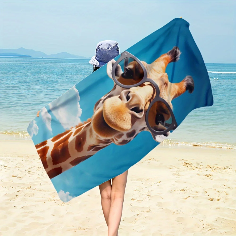 멀티 사이즈 기린 비치 타월, 자외선 차단, 방풍, 속건, 모래 방지, 부드러운 피부 친화적, 캠핑, 수영장용