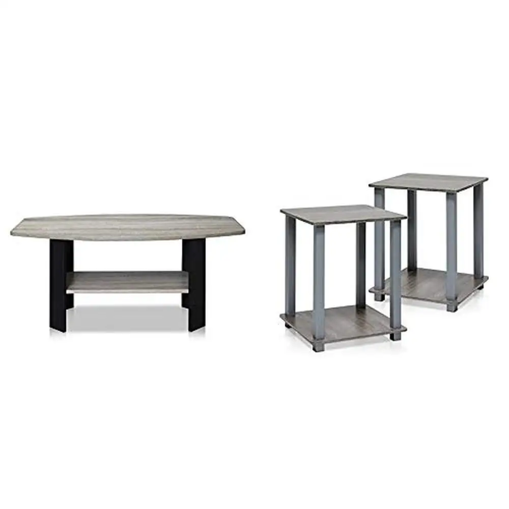 

Coffee Table and End Tables Bundle Set of 2 Simple Design Stylish and Safe Recycled Materials Easy Assembly Fits Budget French