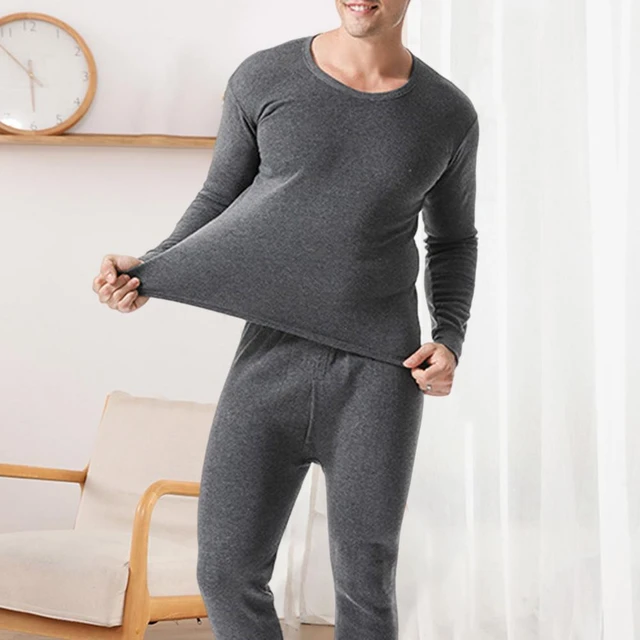 Mens Ultra Soft Thermal Underwear Set Winter Warm Base Layers Tight Long  Johns Tops and Bottom Set with Fleece Lined