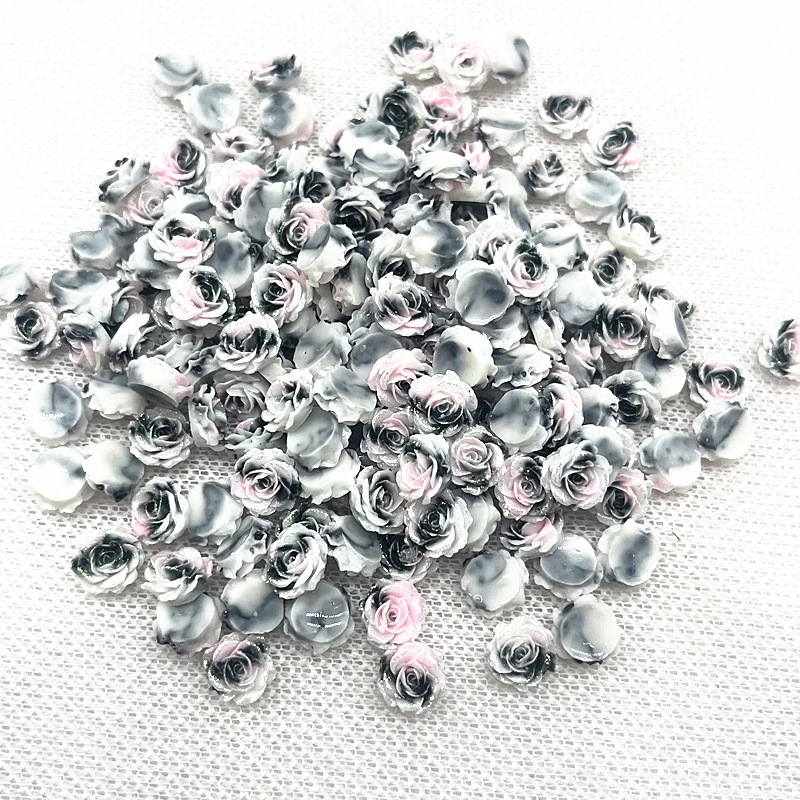 30pcs High Quality Glitter Resin Rose Flowers for Jewelry and DIY Nail Art