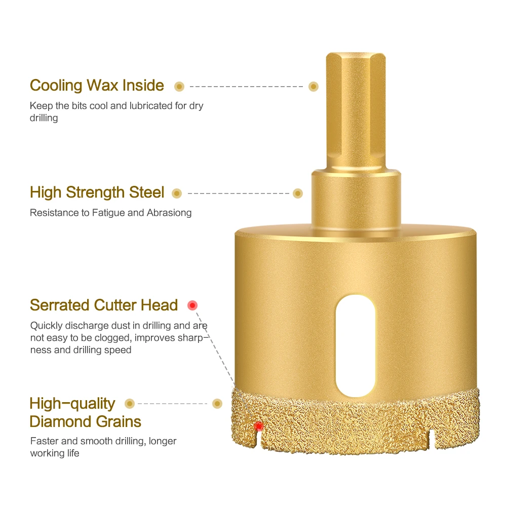 Premium Diamond Coated Drill Bit for Tile, Marble, Glass, and Ceramic (6-60mm)
