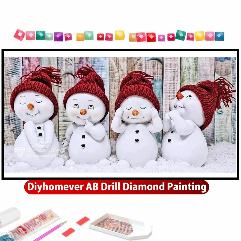 

Cute Snowman 5D AB Diamond Painting Embroidery Mosaic Full Square Round Cross Stitch Craft Handmade Rhinestones Home Decor Gift