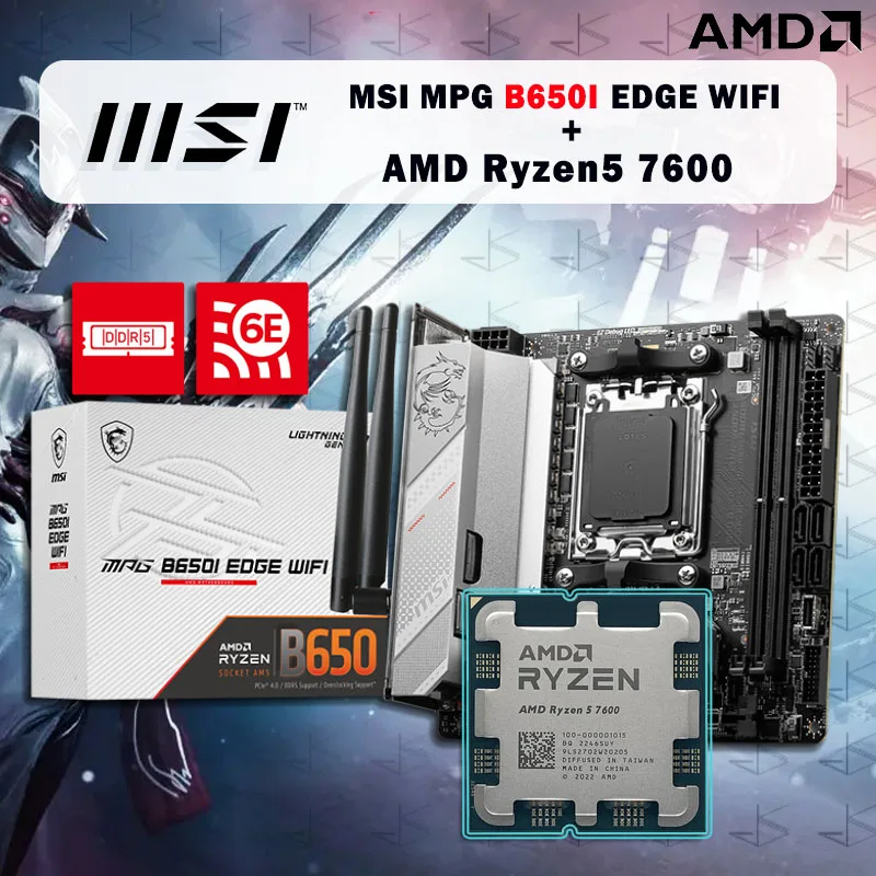새로운 MSI MPG B650I EDGE WIFI ITX AMD Ryzen 5 7600 R5 7600 CPU 마더 보드 패키지