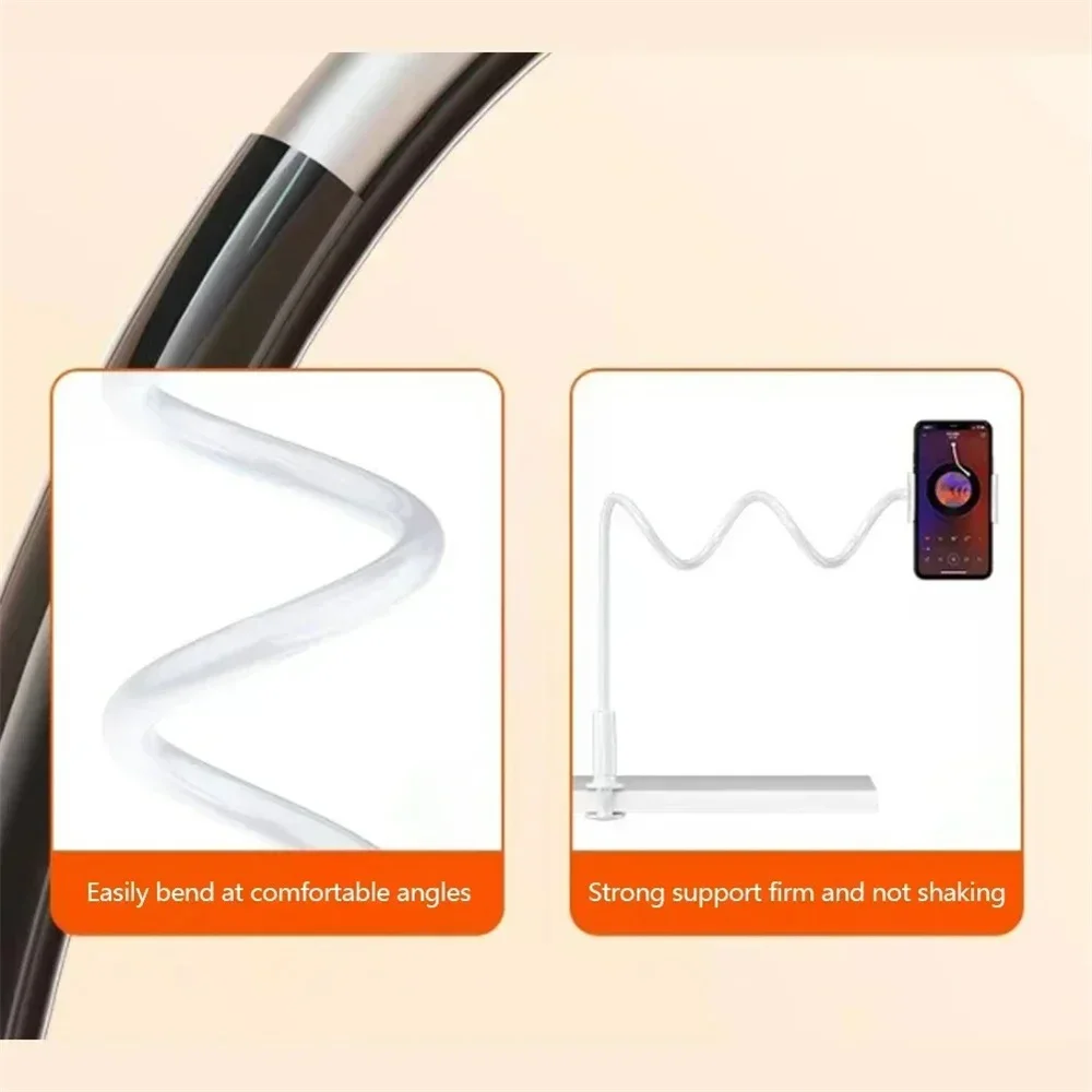 Portable Flexible Clip on Phone Holder Stand Gooseneck Arm Lazy Desktop Bracket Mount Base for iPhone Samsung Xiaomi Smartphones