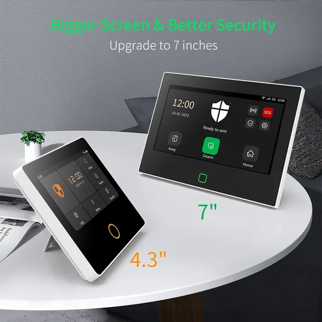 Staniot Original 7inch 4G WiFi Security Alarm Protection Kit Built-in 5000mAh Battery Alexa Wireless Smart Home Alarm System 6