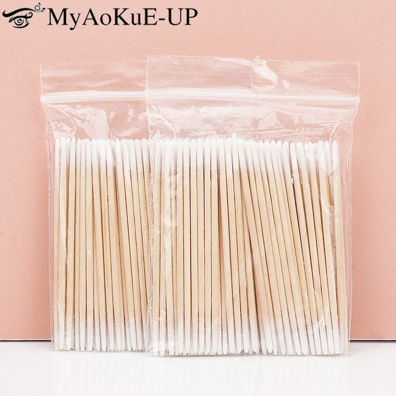 100/300pcs Double Head Cotton Swabs Women Makeup Cotton Buds Tip For Medical Wood Sticks Nose Ears Cleaning