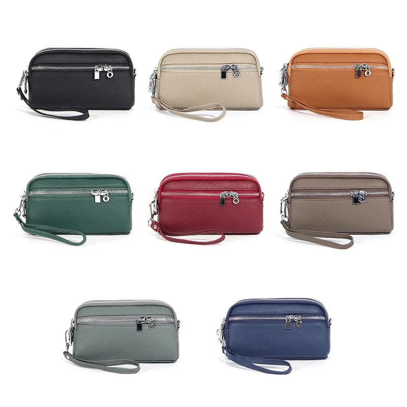 Genuine Leather Small Crossbody Bags for Women Designer Cell Phone Bag Wallet Purses Adjustable Strap Shoulder Bag with Zipper