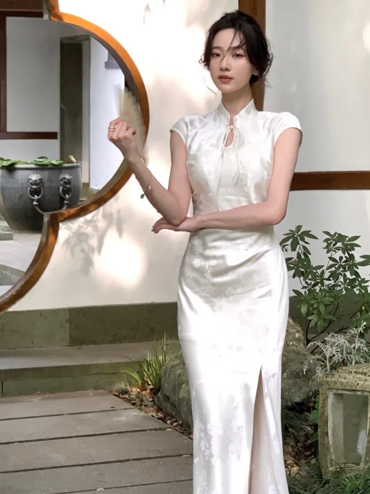 

Fashion Summer Slim Waist Women Dress New Elegant Bodycon Female Evening Party Midi Robe 2023 High Slip Lady Short Sleeve Maxi