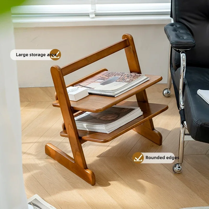 Simple Ancient Style Magazine Frame Small Family Creative Storage Rack Home Ash Wood Living Room Sofa Edge A Few Book Organizer