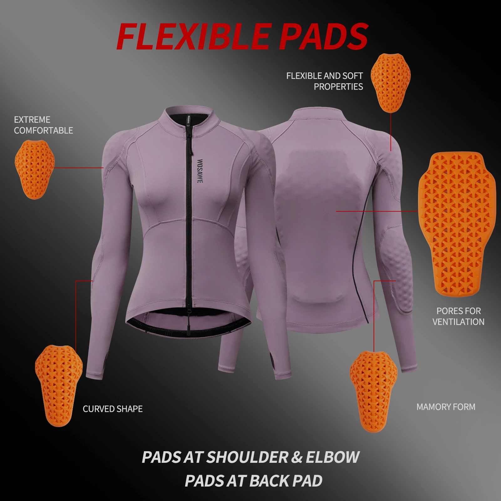 WOSAWE 여성용 오토바이 재킷 여름 봄 통기성 스트리트 라이딩 모토크로스 오토바이 의류 등, 어깨, 팔꿈치 보호대 포함