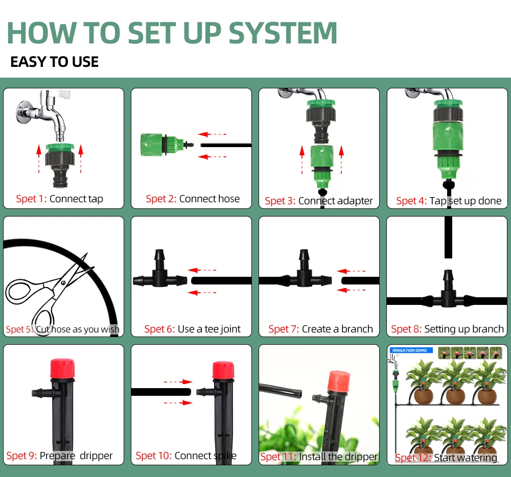 5M-60M Drip Irrigation System Plant Watering Set 360 Degree Adjustable Drippers For Irrigation Garden Watering System