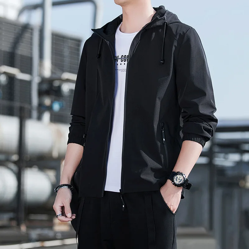 

Coat loose upper clothing Youth casual hooded windproof jacket for men