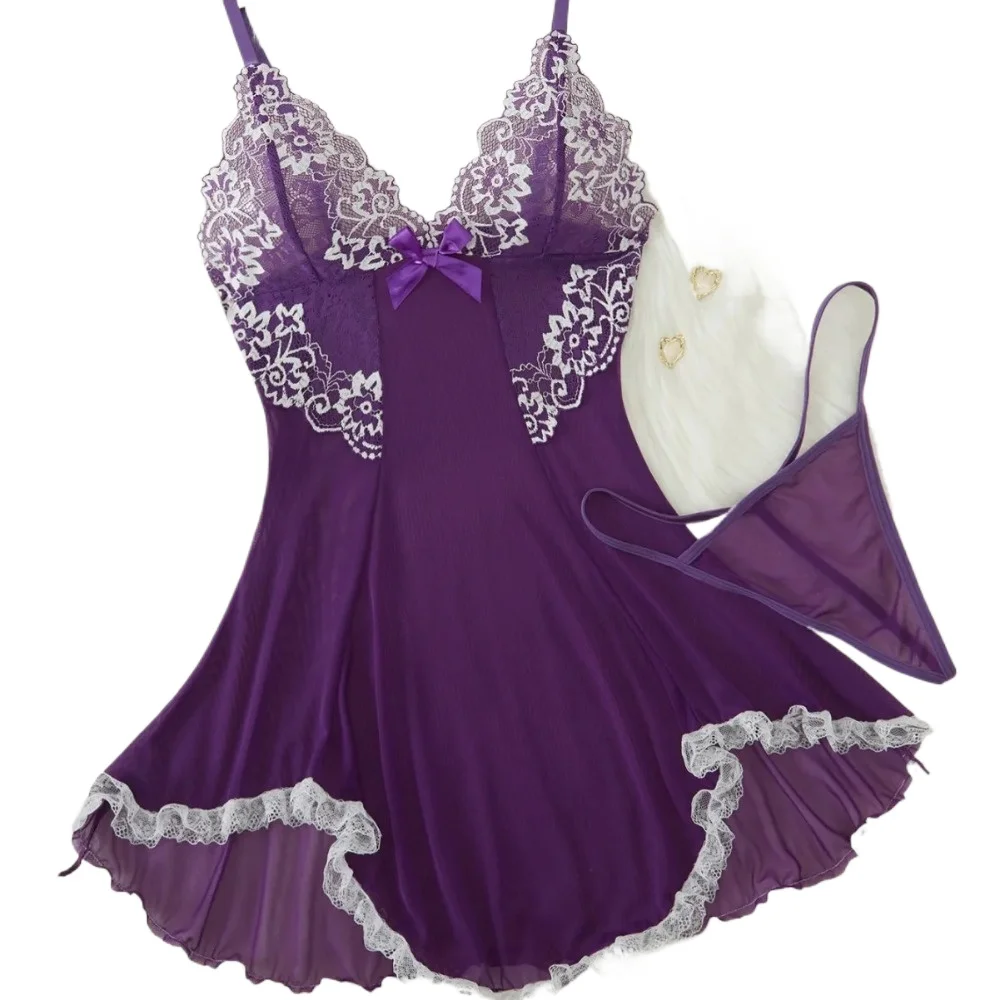 2025 Sexy Lingerie Set – European Lace Babydoll Nightwear, Sheer Teddies for Women