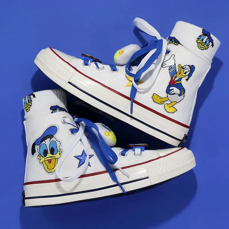 Disney lilo & stitch sapatos de lona bonito dos desenhos animados pouco  monstro padrão sapatos moda esportes casuais sapatos de lona alta e baixa -  AliExpress