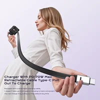 70W GaN Fast Charger with Type-C Retractable Cable 3 IN 1 PD3.0 QC4.0 PPS Fast Charging for IPhone 16 15 14 Xiaomi Tablet Laptop 2