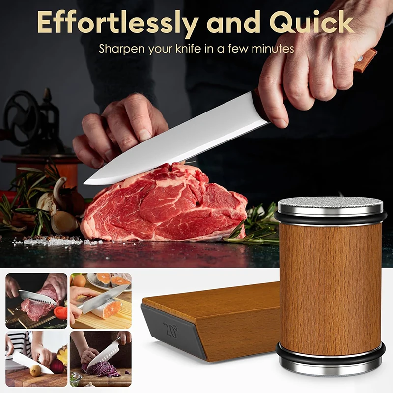 Rolling Knife Sharpener Magnetic Knife Holder Diamond Sharpening Stone Kit with 15 and 20 Degrees Angle Roller Kitchen Accessory 2