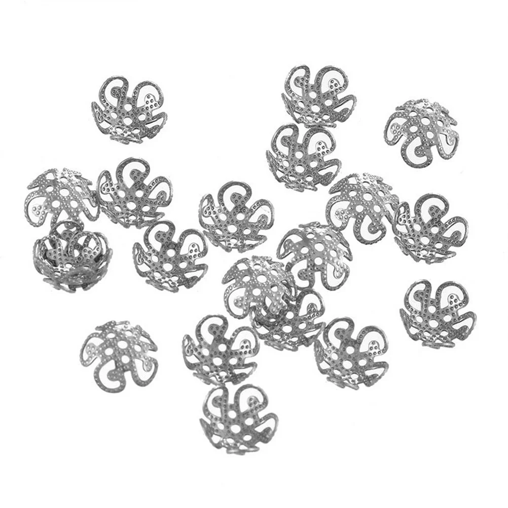 

100pcs 8mm DIY Beaded Flower Receptacle Metal Hollow Craft Materials for Handmade Jewelry Making Supplies Accessories