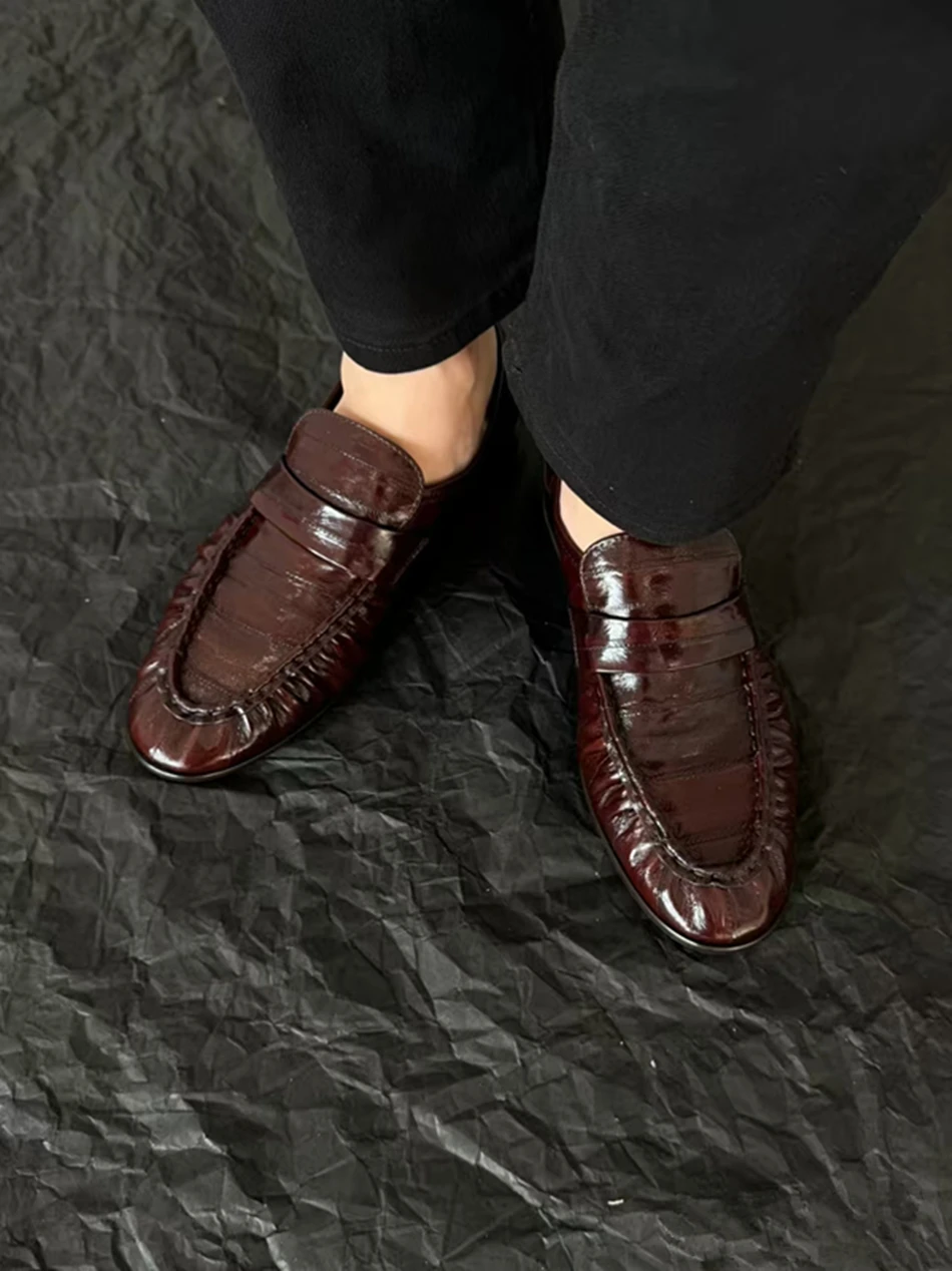 TR Eel Leather Loafers 2025 New Hot Sale Flat Shoes High Quality Black Soft Shoes For Women ﻿ 2