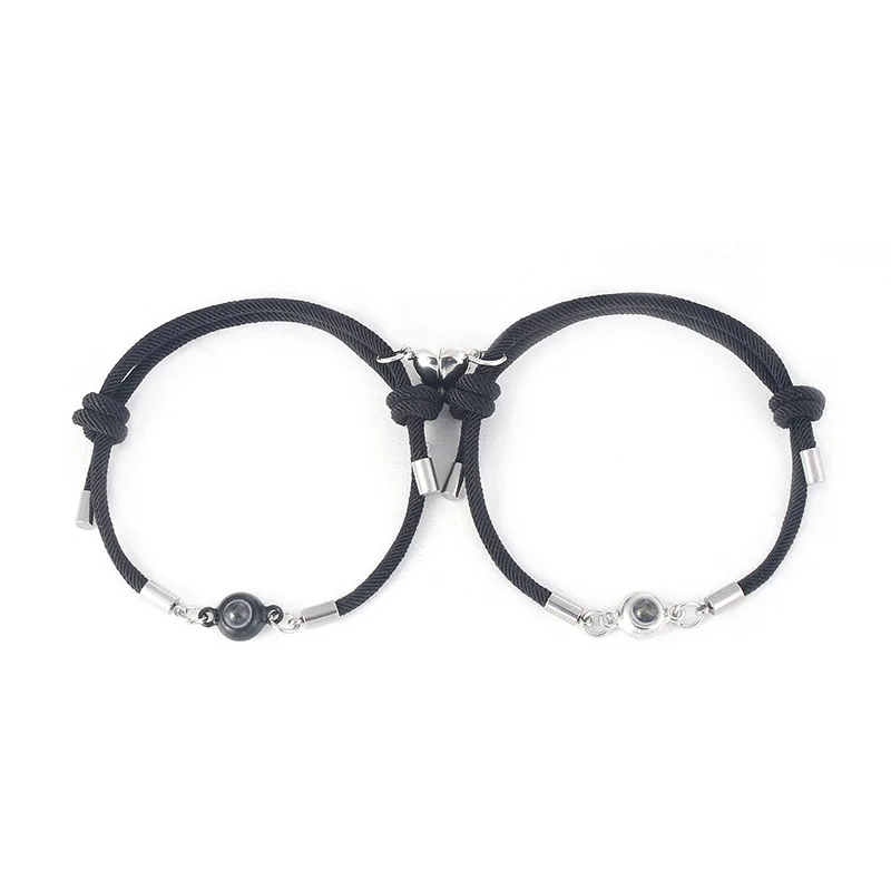 Stainless Steel Couple Bracelet Adjustable Magnetic Valentine