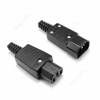 IEC320 C13 C14 Electrical Socket Female Male Straight Inlet Cable Plug Connector – 3 Pin Rewirable Power Connector AC Socket Mount