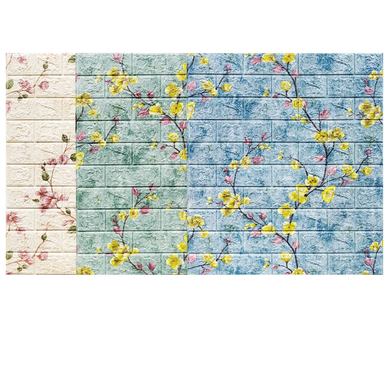 3d tijolo wallpapers peach blossom pattern painel 05
