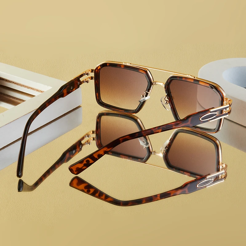Unisex Vintage Punk Double Bridge Metal Frame Glasses - High-End Business & Lifestyle Accessory