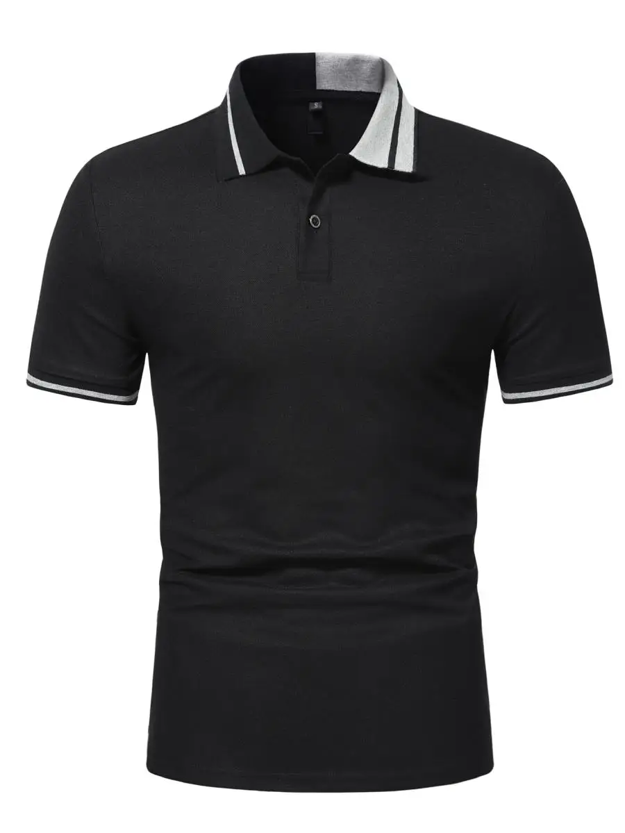 

Summer new fashion contrast color T-shirt men's short-sleeved polo shirt designer black