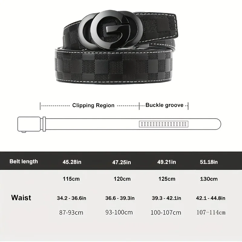 New Leather Belt Metal Automatic Buckle First Layer Cowhide Checkerboard  Genuine Leather Men's Belt Business Casual Leather Belt - Belts - AliExpress