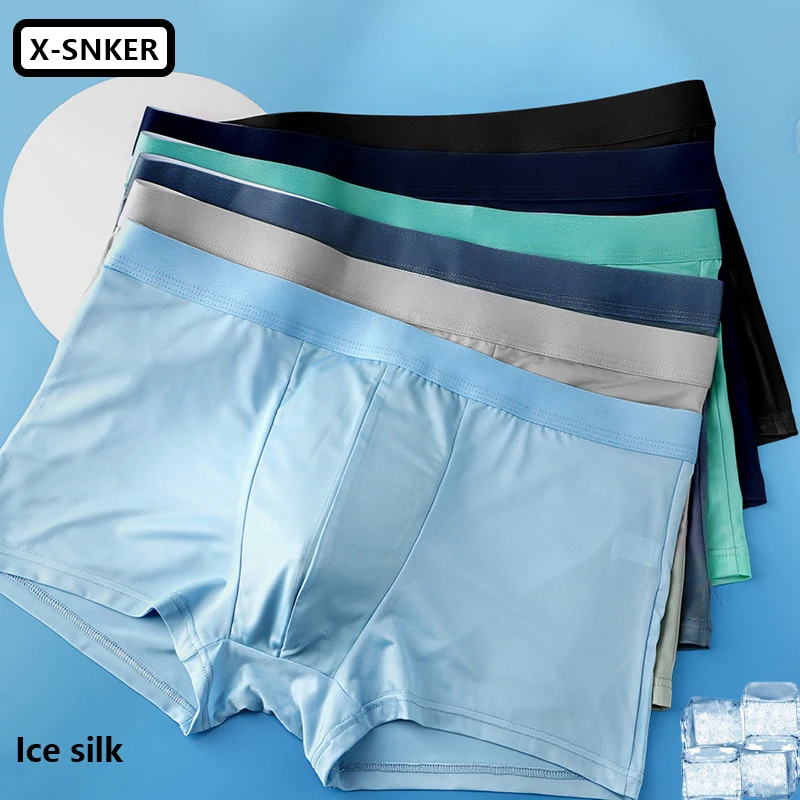 

Summer Men Boxers Ice Silk Seamless Sexy Underwear Man Underpants Boxer Shorts Panties For Male Ultra-thin Breathable Wholesale