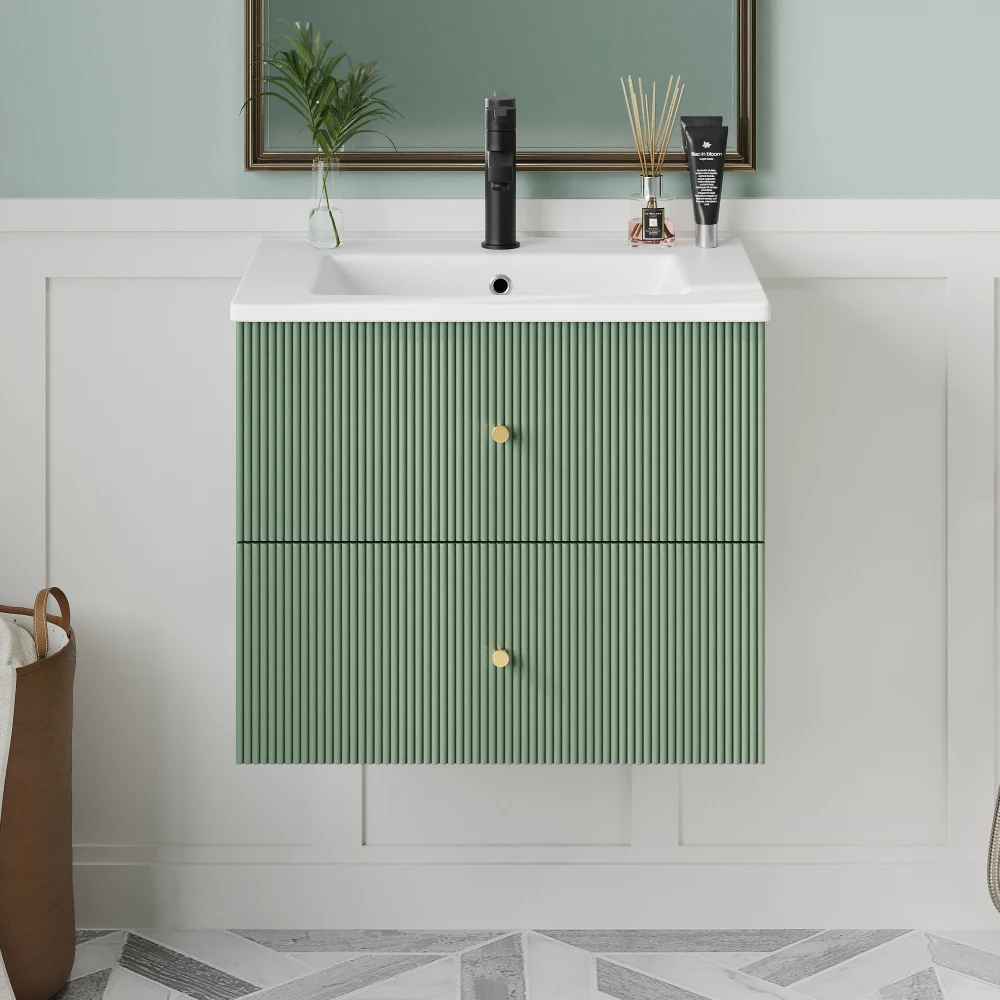 24 Inch Wall Mounted Bathroom Vanity with 2 Drawers - Ideal for Small Bathrooms，Single Sink Bathroom Vanity，Lava Manos De Baño 2