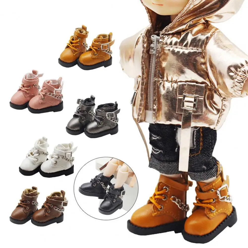 

Hot Sales!! 1 Pair Chain Decor Buckle DIY Doll Shoes Stylish Cute Doll Toy Boots Photograph Props