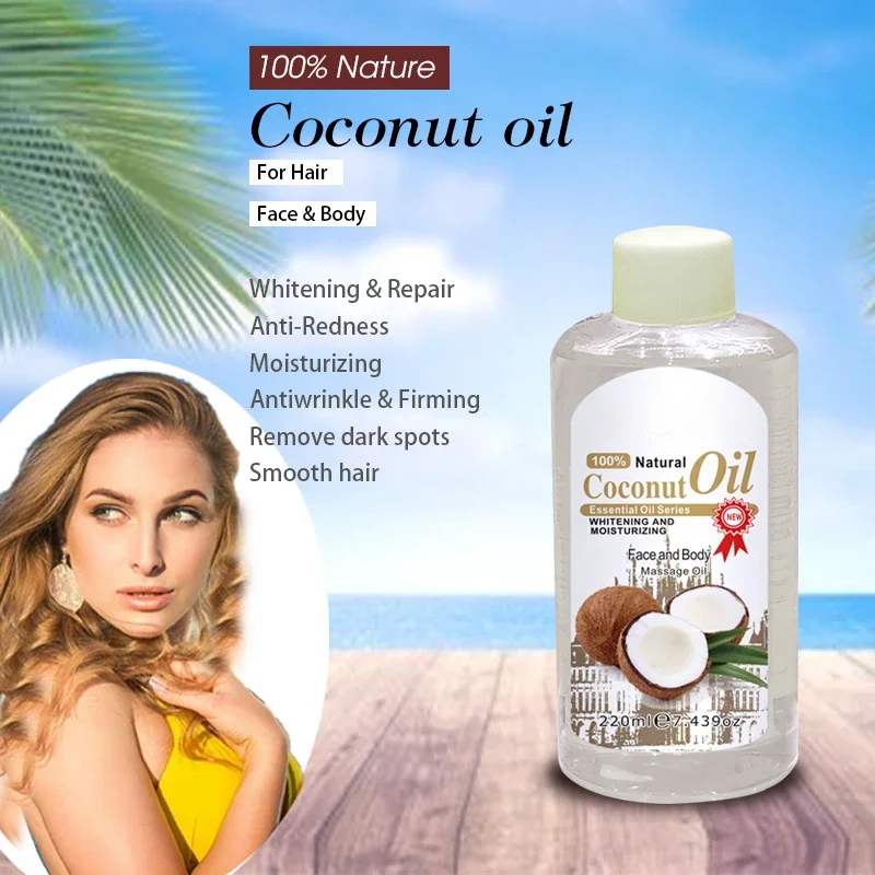 220ml Coconut Oil Massage Moisturizing Repair Skin Care Facial Body SPA Body Oil massage oil essential oils organic face oil