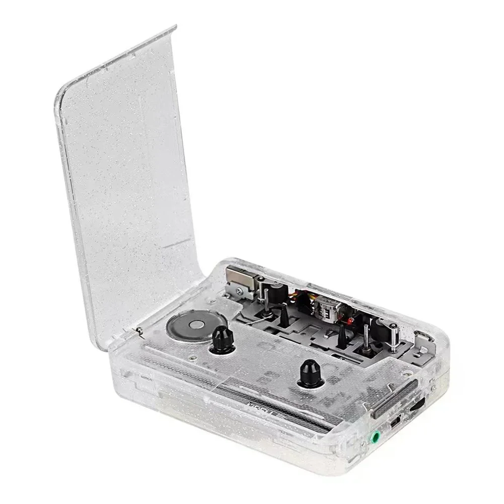 Tape Walkman Cassette Player, Portable Tape Recorder To Mp3 Full Transparent Shell USB Port Cassette To MP3 Format Player