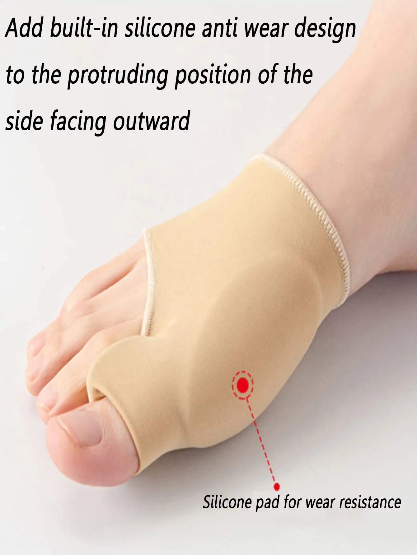 Beige Thumb Valgus Orthotics Can Be Worn Day And Night With Shoes, Elastic Bandages And Overlapping Toes