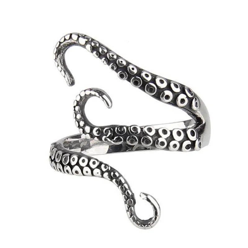 Retro Octopus Tentakel Ring für Männer Punk Gothic Rock Hiphop offener Ring Biker Zubehör Unisex handgemachte Designer Schmuck Geschenk – Detail 7