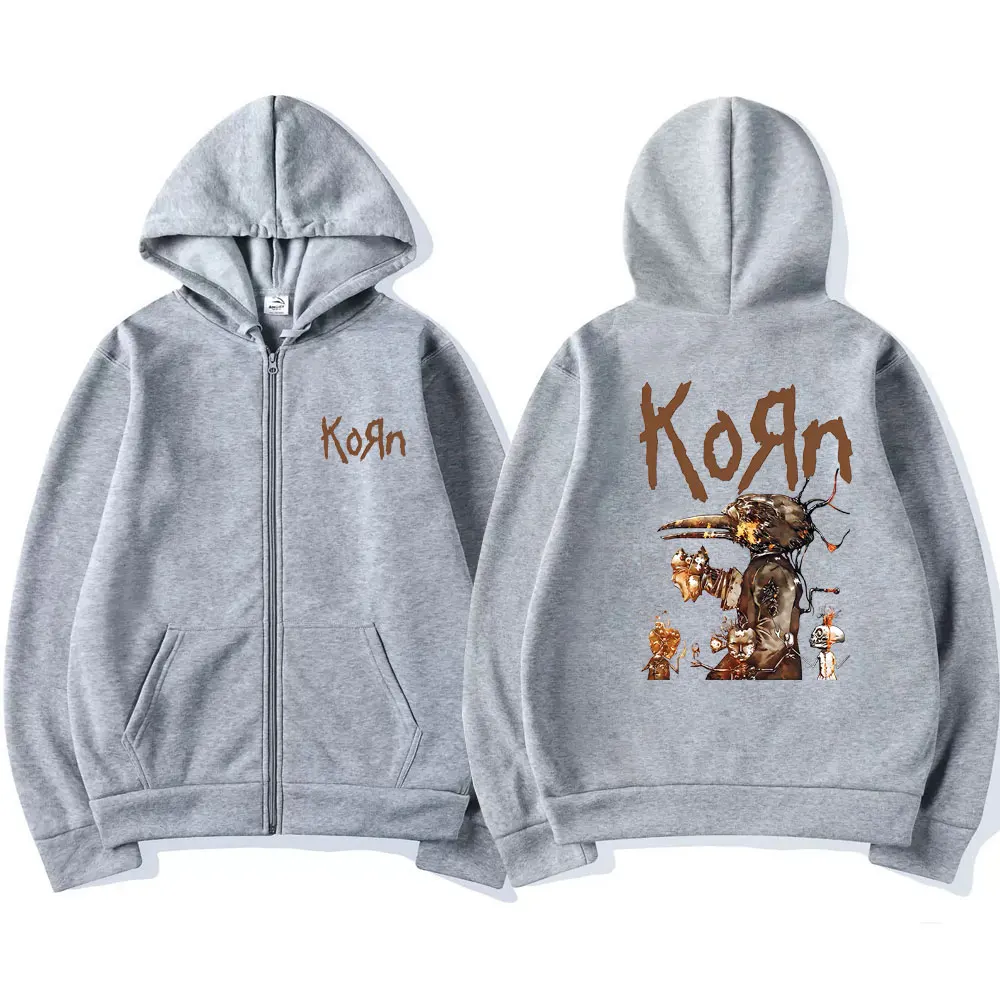 Vintage 90s Singer Rock Band Korn Graphic Zipper Hoodie