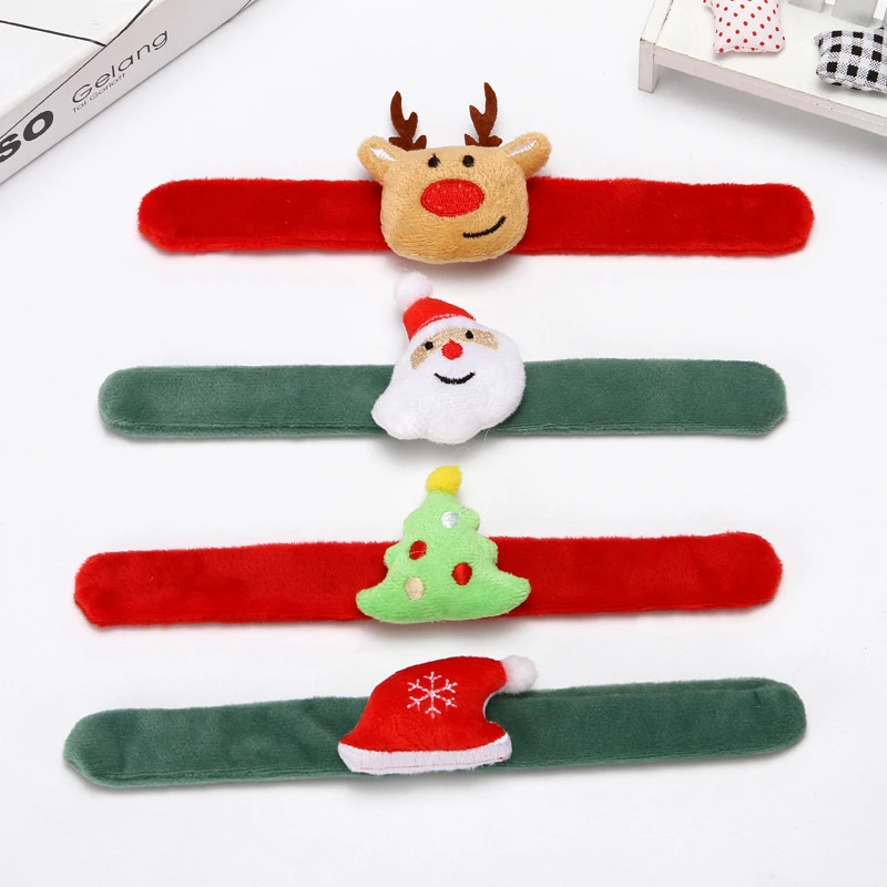 Christmas Patting Circle Bracelet For Xmas Santa Claus Snowman Deer Clap Circle Slap Snap Wrap Wristband New Year Party Decor