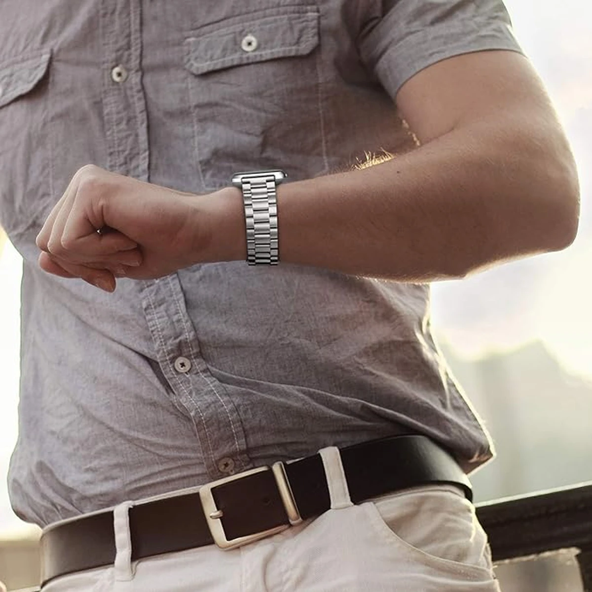 Luxury Metal Strap with TPU Soft Case for Premium Smartwatches - Stainless Steel Watchband Correa