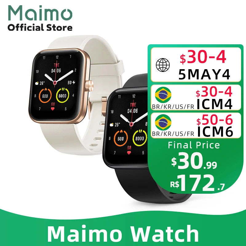 Global Version 70mai Maimo Watch Blood Oxygen Heart Rate 1.69" 5ATM Waterproof For Xiaomi Smartwatch Mi Band Women Men's Watches 1