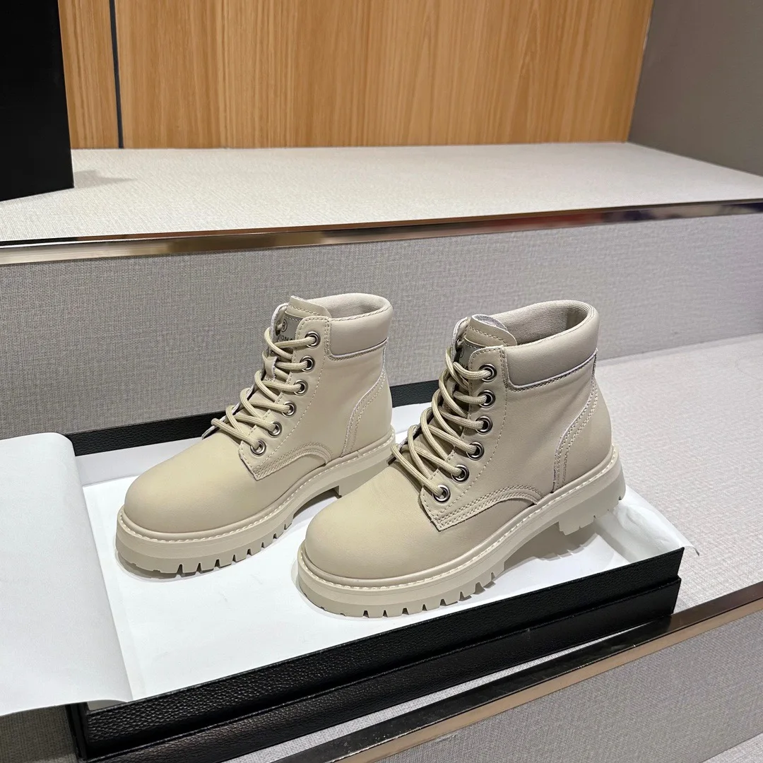 Withered Retro High Street Fashion Ladies Women's Shoes Thick Bottom Locomotive Cowhide Leather Boots