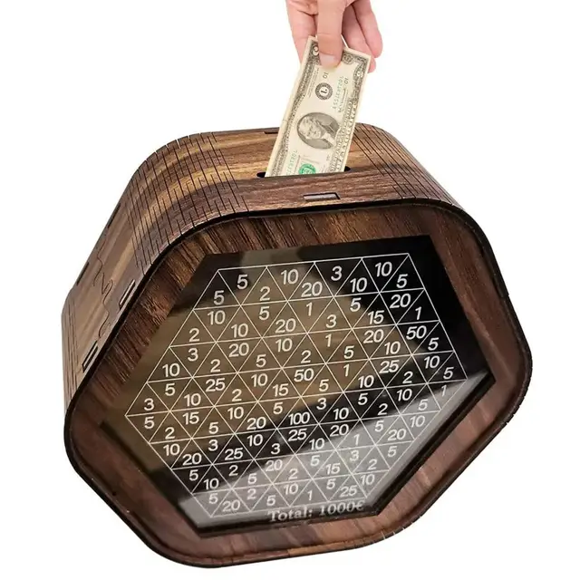 Fa Malacka Bank Hatszögletű Pénzmegtakarító Doboz Dísz Megtakarítási Gólokkal És Digitális Skálával Gyerekeknek Felnőtteknek - Image 4