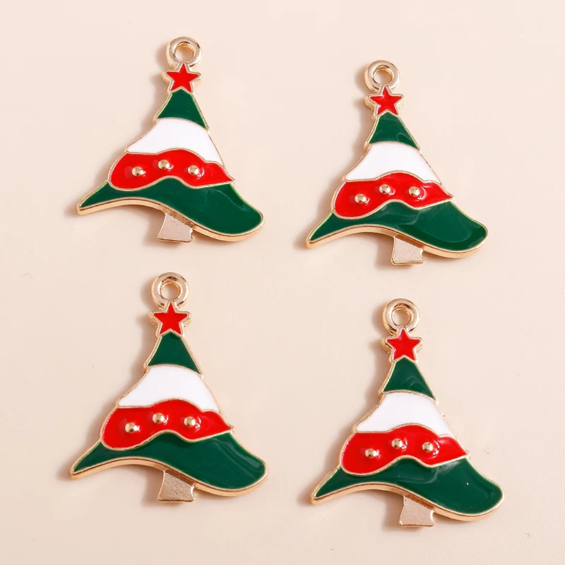 20 Stück 21x26mm Niedliche Emaille-Weihnachtsbaum-Anhänger für Schmuckherstellung, Ohrringe, Halsketten, Armbänder, DIY-Bastelzubehör