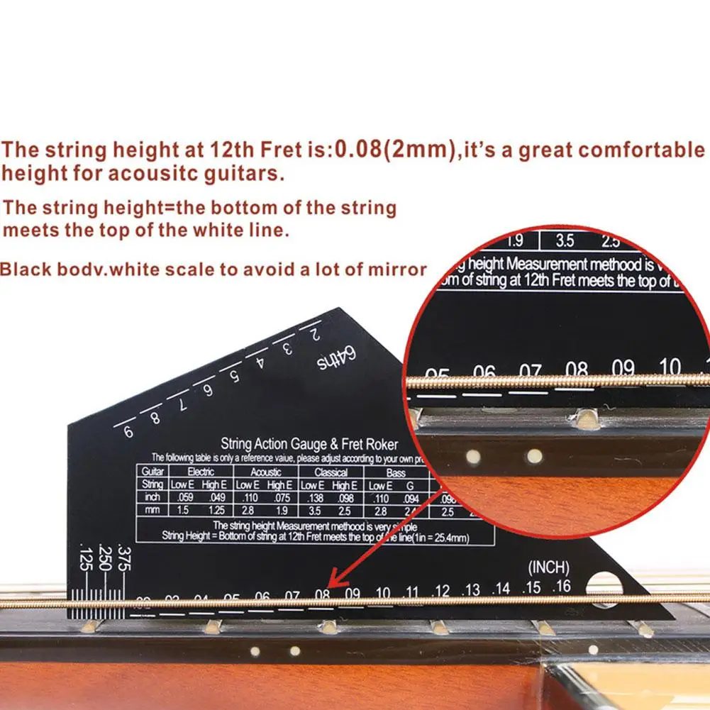 

Stainless Steel String Ruler For Guitar Bass Action Gauge Ruler Baroque Guitar Bass String Tool String Distance Measuring T H4V8