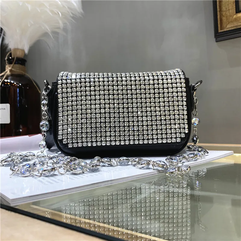 Crystal Shiny Rhinestone Diamond Evening Bag Luxury Designer Wedding Party  Clutch Purse Women's Handbag Shoulder Chain Bag