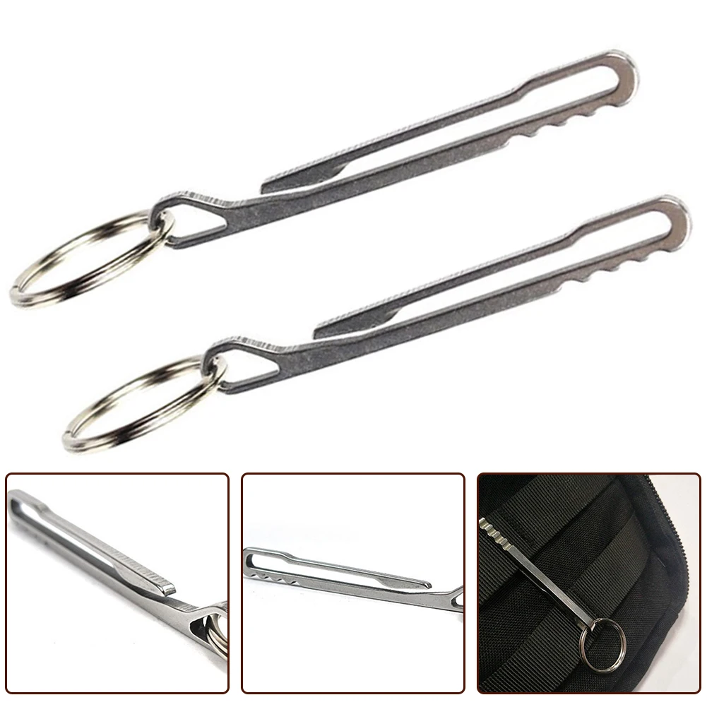 

2pcs Multitools Stainless Steel Waist Belt Hanging Clip Portable Hanging Buckle Keychain 70*8*2mm Quickdraw Key Ring Tool Parts