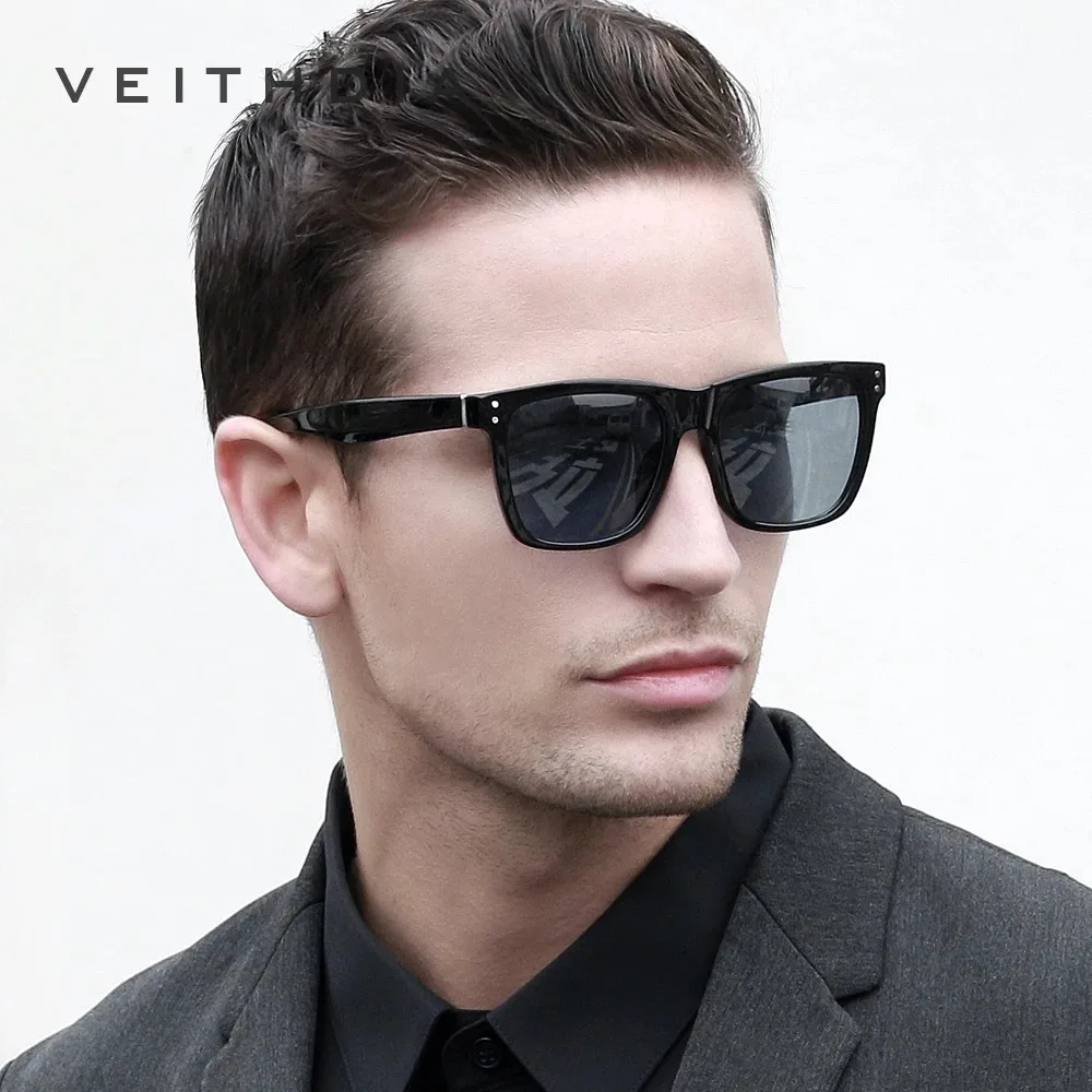 VEITHDIA Sunglasses Unisex Retro TR90 Square Photochromic Mirror Polarized UV400 Vintage Eyewear Sun Glasses For Men/Women V7018