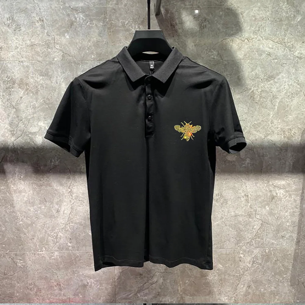 

2023 Polo Shirt Brands Male Short Sleeve Casual Slim Rhinestones Polo shirt 05125